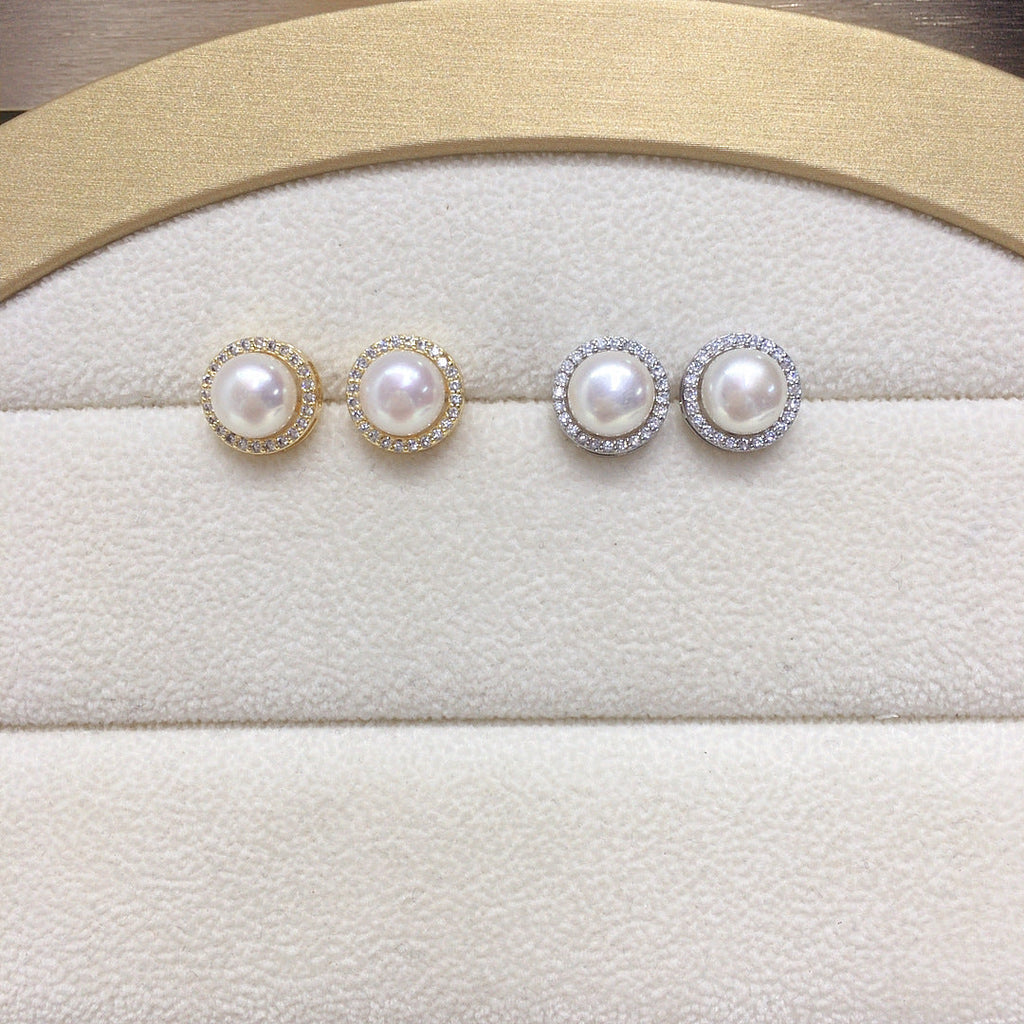 85 grade high gloss flawless micro inlaid zircon round natural freshwater pearl pendant earring ring set gift