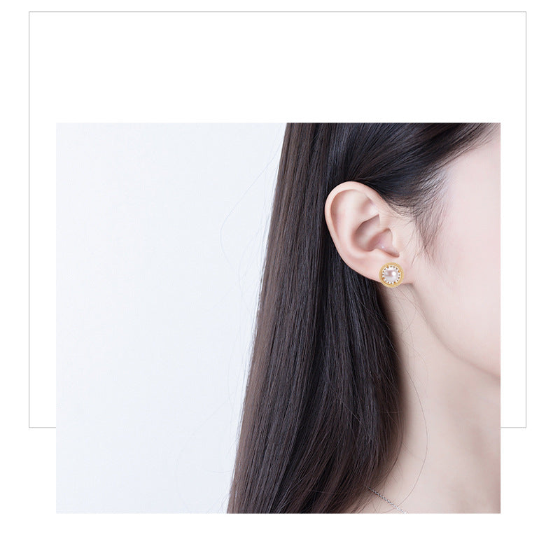 96 Natural Pearl Pendant Earrings Simple Round Freshwater Pearl Set Jewelry Retro Fashion Jewelry