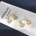 70 Natural freshwater pearl earrings Cute wooden horse shaped rocking chair earrings Simple and fashionable pearl earrings