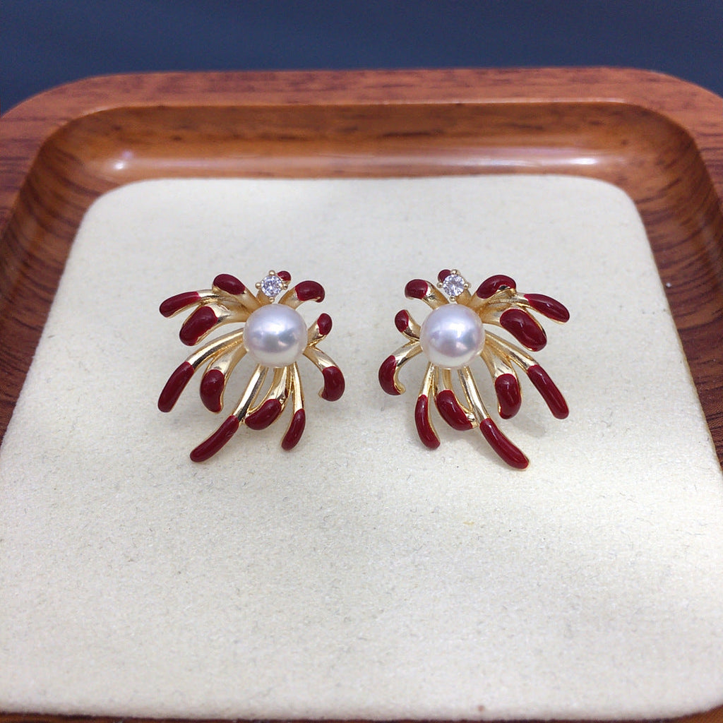 76 Natural freshwater pearl earrings Fashionable hot selling styles  display pearl earrings Fashionable women's earrings