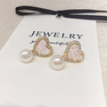64 Natural freshwater pearl earrings Light pink ice crystal heart-shaped pearl earrings Sweet women's jewelry