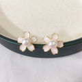 99 Natural Freshwater Pearl Earrings Women Sweet Cherry Blossom Powder Drip Oil Pearl Earrings