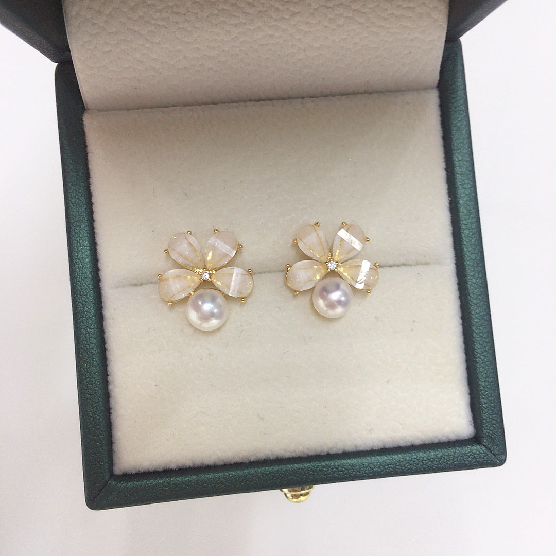98 Natural Freshwater Pearl Pendant Earring Set, Small Fresh Flower Pearl Set, Fashionable Elegant Pearl Jewelry