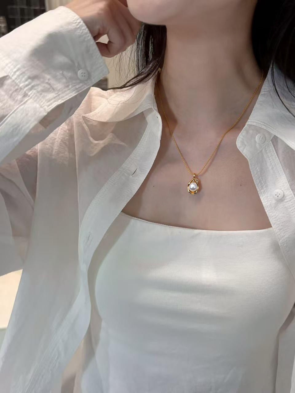 65 Natural freshwater pearl pendant Irregular shaped pearl necklace Minimalist women's jewelry