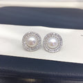 86 Light luxury niche natural freshwater pearl earrings women with versatile temperament full of zirconium pearl jewelry