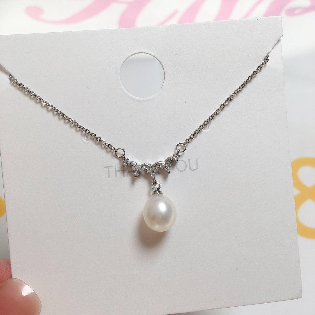 57 Natural Freshwater Pearl Pendant Wave Collarbone Chain Fashionable Micro-Inlaid Zircon Necklace