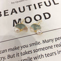 88 High brightness natural freshwater pearl earrings for women fresh ginkgo leaf pearl earrings