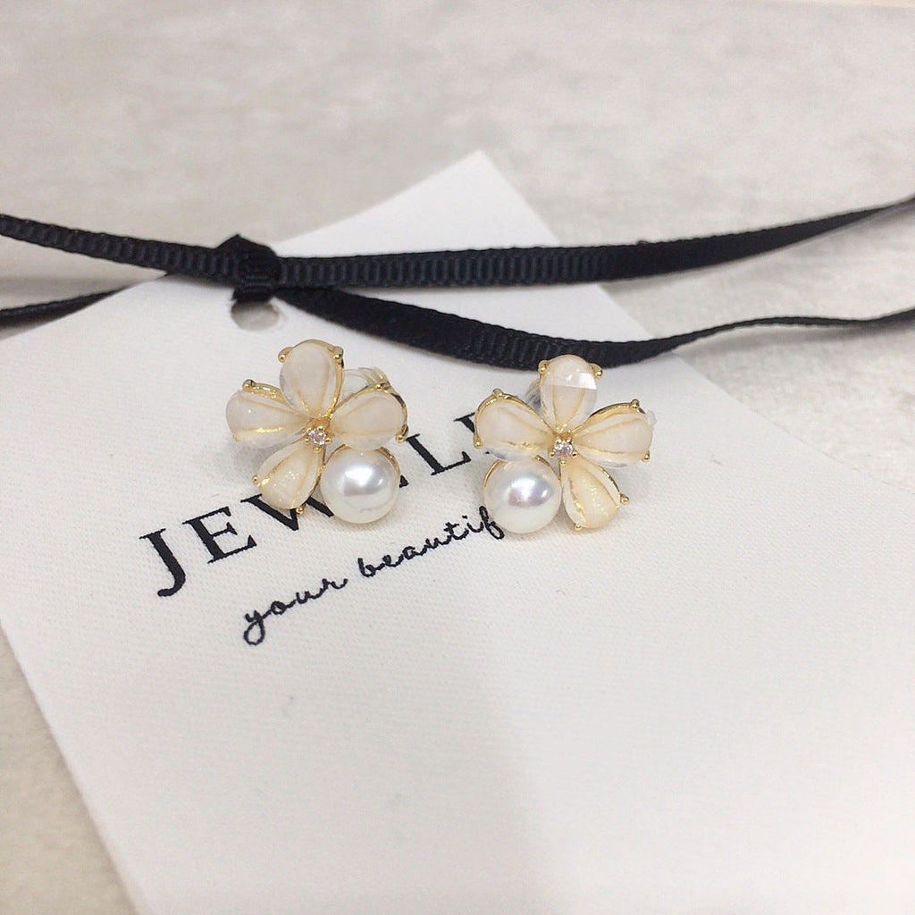 98 Natural freshwater pearl pendant earring set small fresh flower pearl set fashionable temperament pearl jewelry