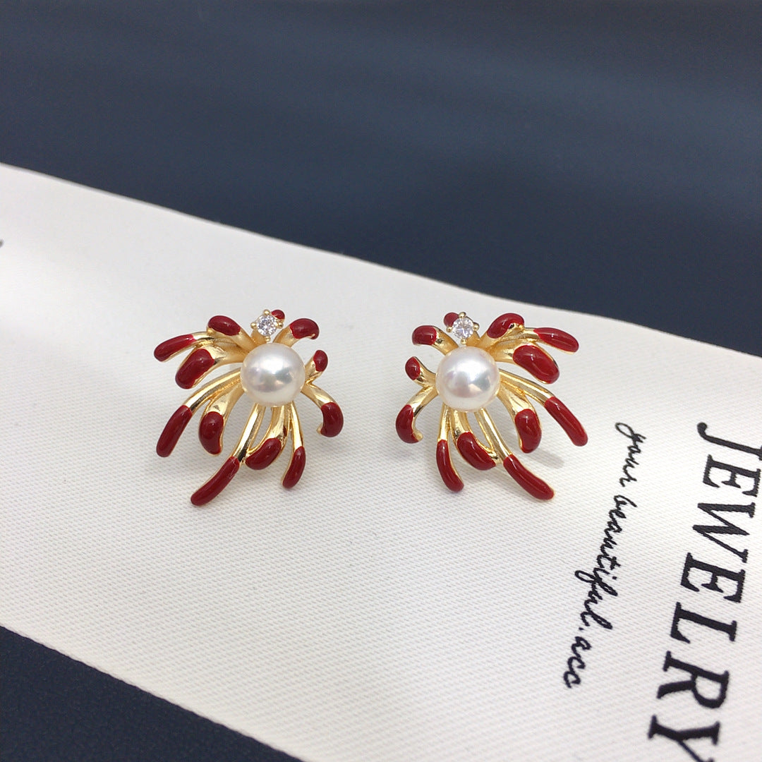 76 Natural freshwater pearl earrings Fashionable hot selling styles  display pearl earrings Fashionable women's earrings