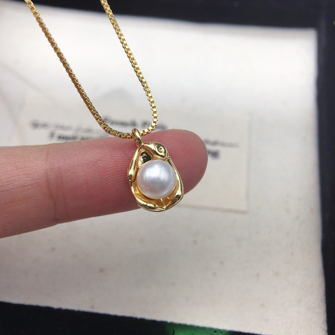 65 Natural freshwater pearl pendant Irregular shaped pearl necklace Minimalist women's jewelry