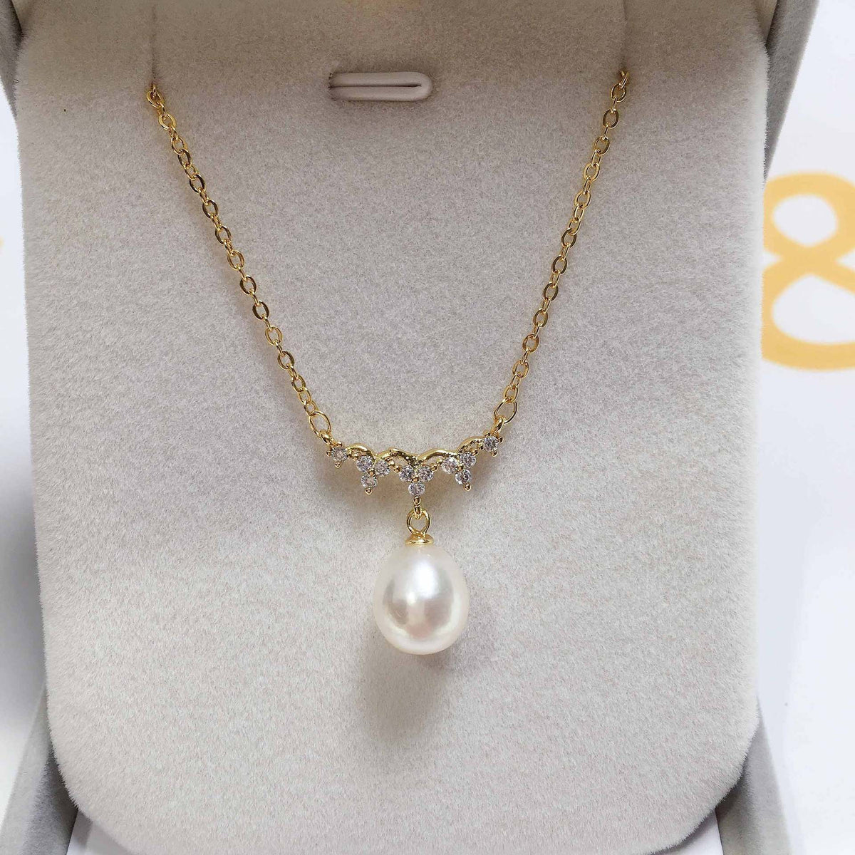 57 Natural Freshwater Pearl Pendant Wave Collarbone Chain Fashionable Micro-Inlaid Zircon Necklace