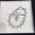 49 Hand-woven Pearl Bracelet, Natural Freshwater Pearl Bracelet for Women, Sparkling Zirconium Bracelet