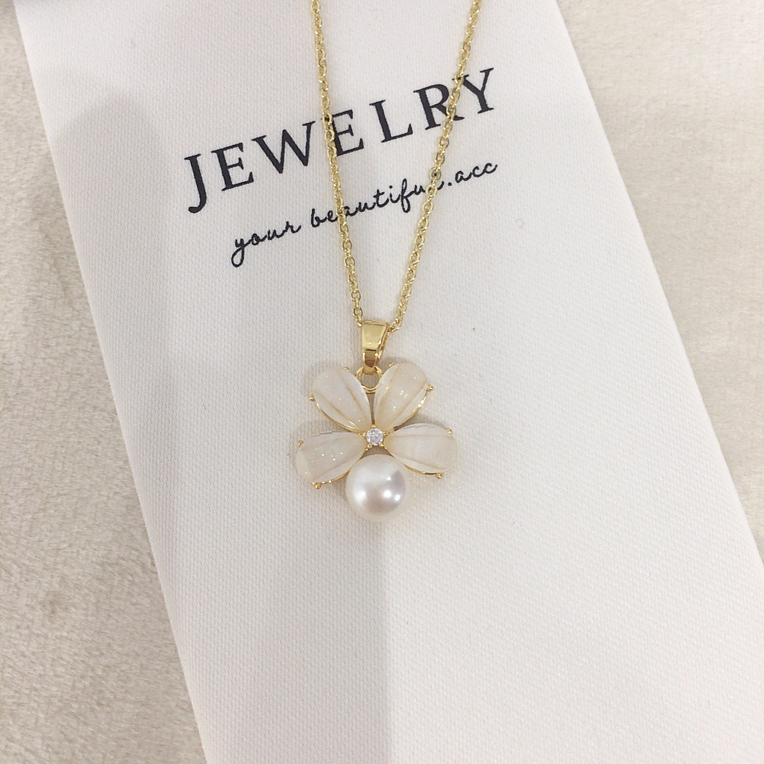 98 Natural Freshwater Pearl Pendant Earring Set, Small Fresh Flower Pearl Set, Fashionable Elegant Pearl Jewelry