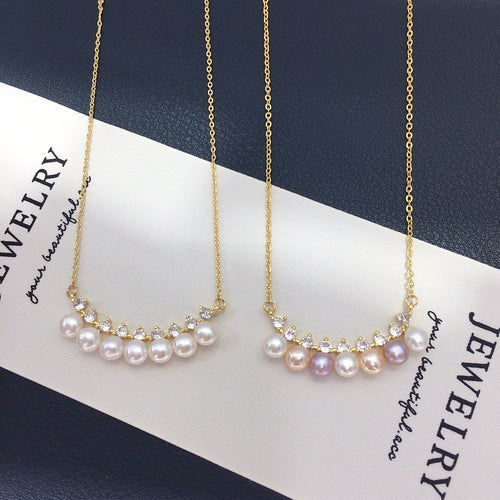 18 Natural freshwater pearl necklace smiling pearl pendant fashionable simple women's jewelry