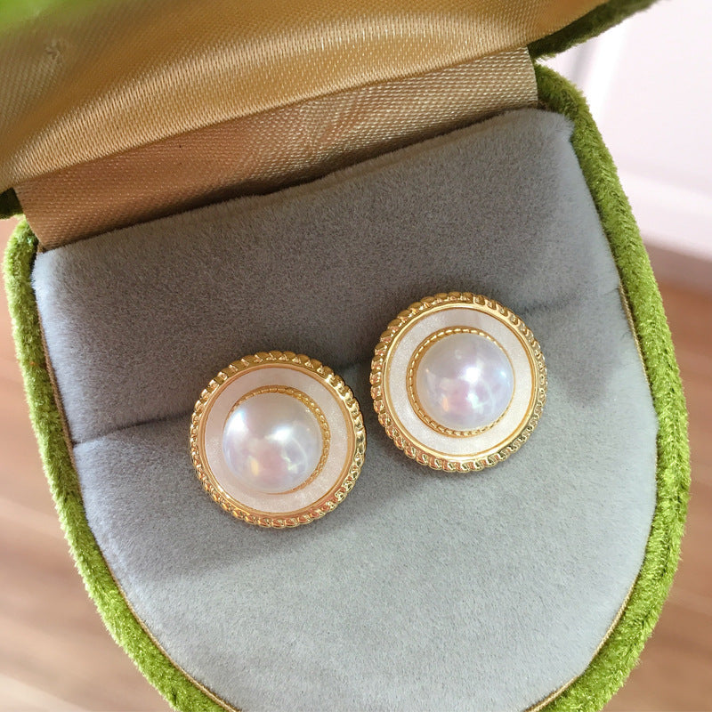 79 Natural freshwater pearl earrings for women round imitation shell earrings fashionable elegant earrings