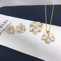 93 Natural Freshwater Pearl Pendant Ring Earrings Fresh Small Flowers Natural Freshwater Pearl Jewelry Set Simple Premium Gift