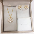 98 Natural freshwater pearl pendant earring set small fresh flower pearl set fashionable temperament pearl jewelry