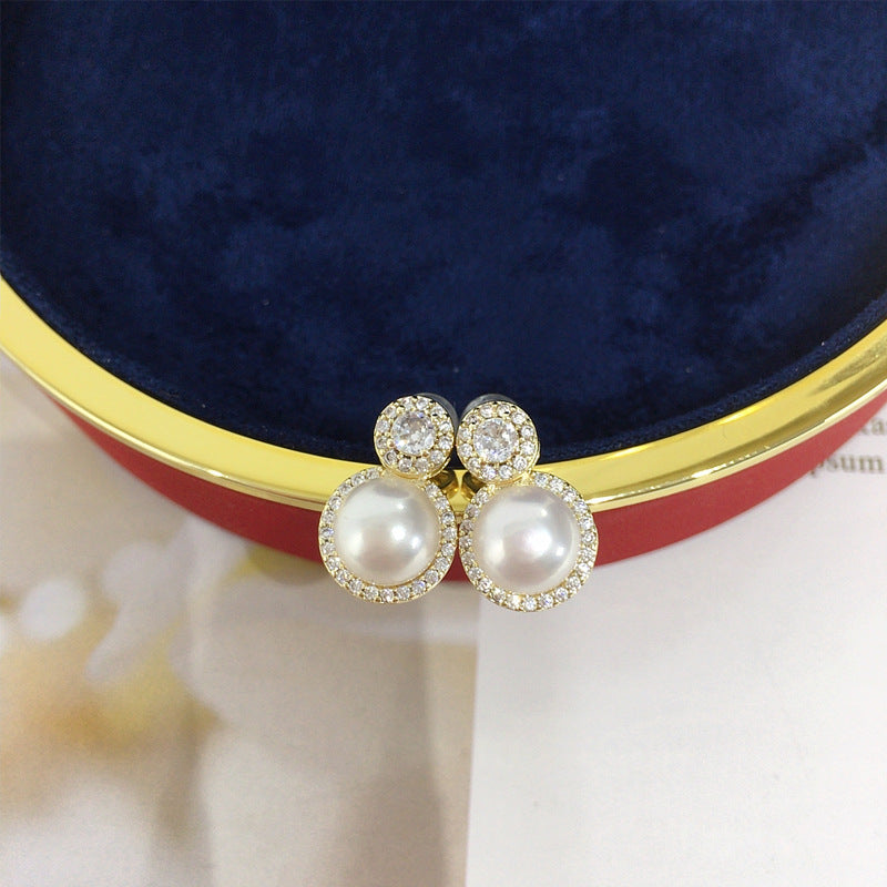 83 Natural freshwater pearl earrings women's fashion temperament Pearl earrings hot selling round earrings