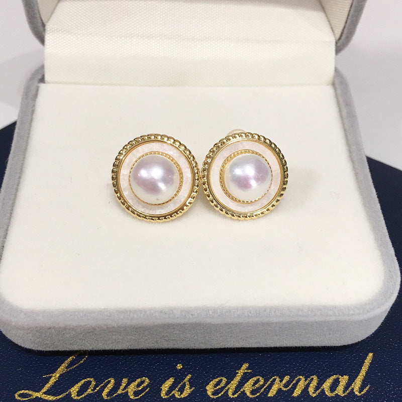 79 Natural freshwater pearl earrings for women round imitation shell earrings fashionable elegant earrings