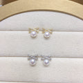38 Natural Freshwater Pearl Earrings Classic Bestseller Geometric Cross Pearl Earrings Micro-Inlaid Zircon Jewelry