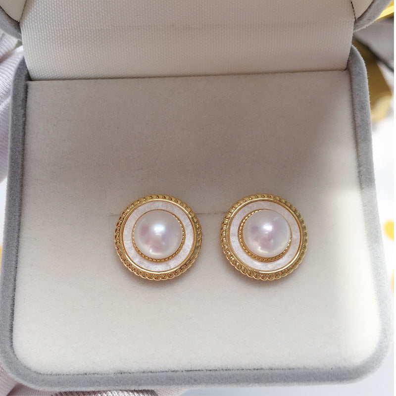 79 Natural freshwater pearl earrings for women round imitation shell earrings fashionable elegant earrings