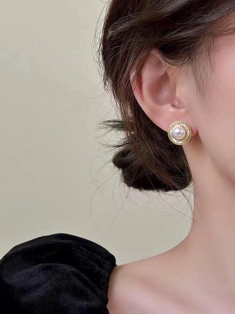 79 Natural freshwater pearl earrings for women round imitation shell earrings fashionable elegant earrings
