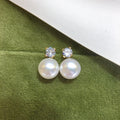 3 Natural freshwater pearl earrings 10mm shiny pearl earrings temperament fashionable women's jewelry