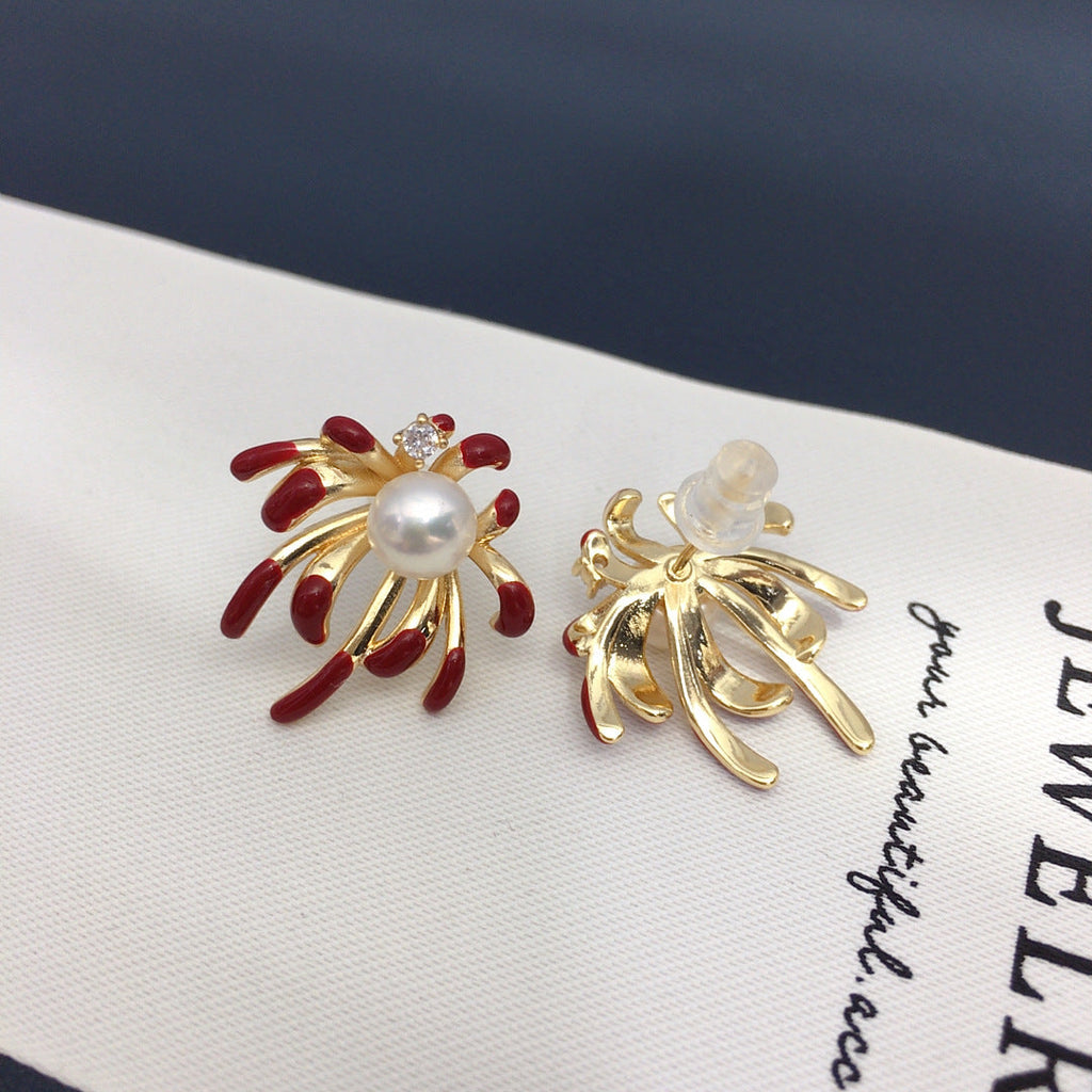 76 Natural freshwater pearl earrings Fashionable hot selling styles  display pearl earrings Fashionable women's earrings