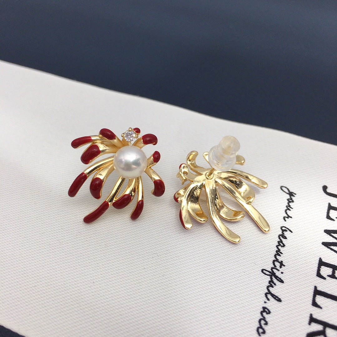 76 Natural freshwater pearl earrings Fashionable hot selling styles  display pearl earrings Fashionable women's earrings